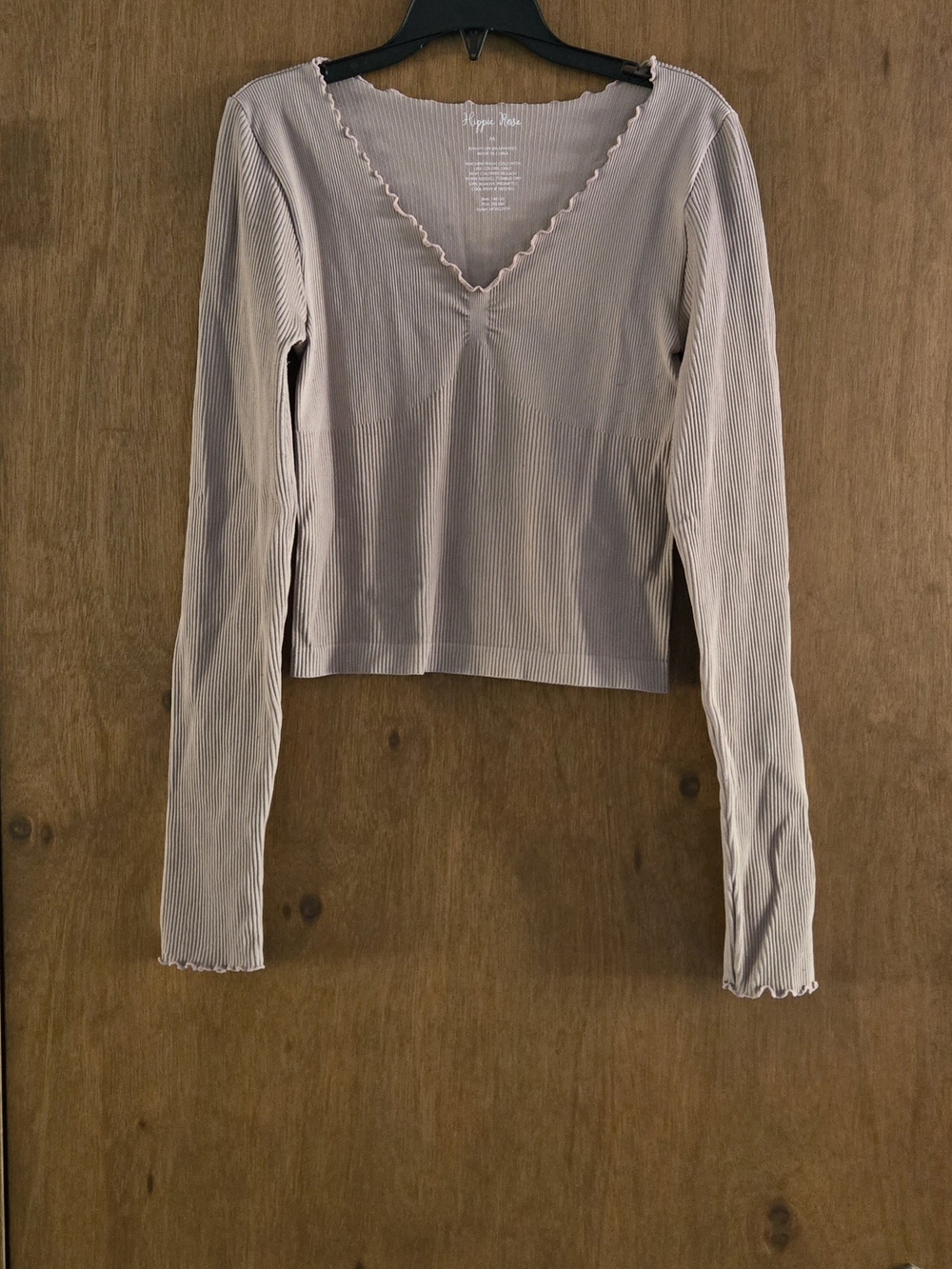 Hippie Rose Long Sleeve V-Neck Ribbed Top